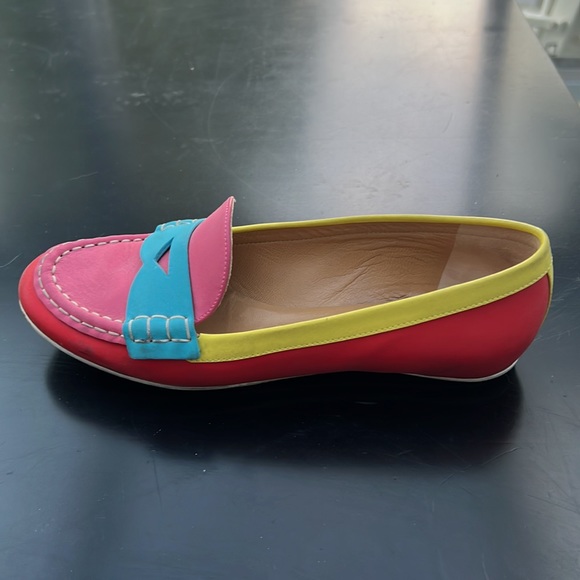 Marc Jacobs Leather Loafers Color Blocked Sz 36.5/6.5 Pink Red Yellow Turquoise - Picture 8 of 10